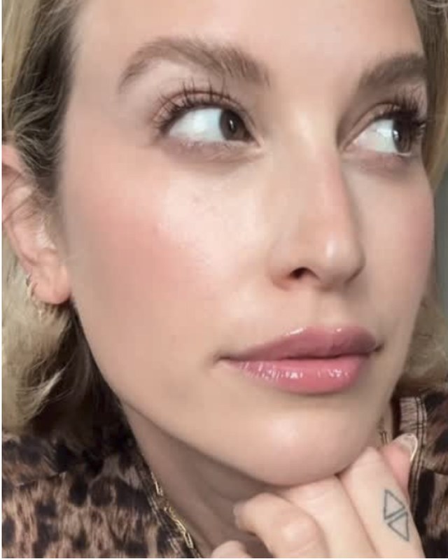 Close-up of Sarah's finished makeup
